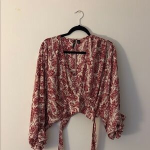 Versona Red and White Paisley Blouse